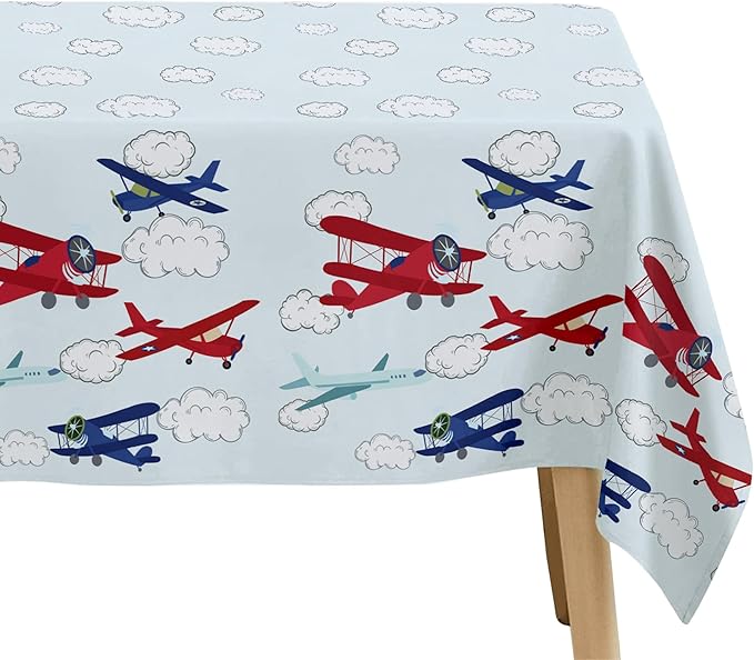 Airplane Party Decorations Tablecloth Boy's Birthday Baby Shower, 3 Pack Disposable Aviation Theme Airplane Birthday Party Supplies Tablecover, 55in x 86in
