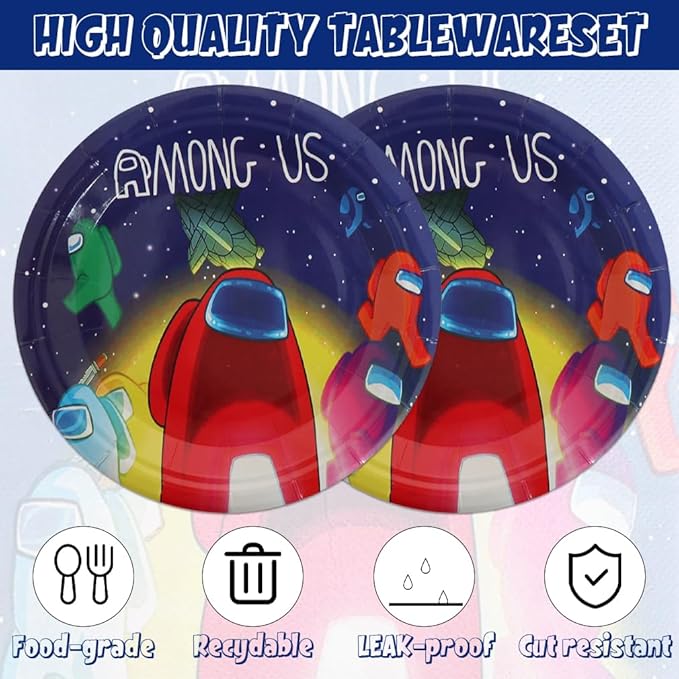 40pcs Among Birthday Party Decoration include Napkins,Plates, for Among Birthday party Supplies