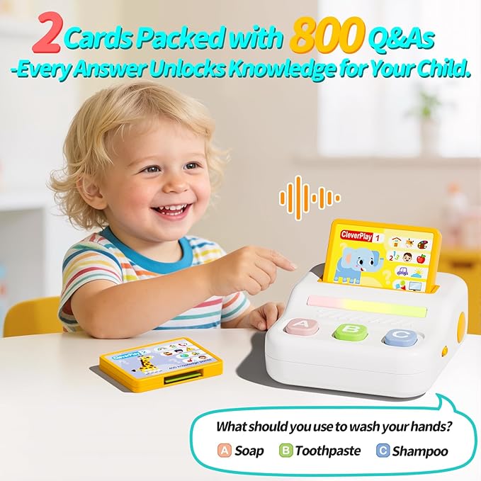 Educational Toys for Kids 3-7 Years Old, Interactive Learning Game with 800 Quiz Questions, Montessori Brain Training Activity, Autism Sensory Speech Therapy Gift for Toddler Boys Girls