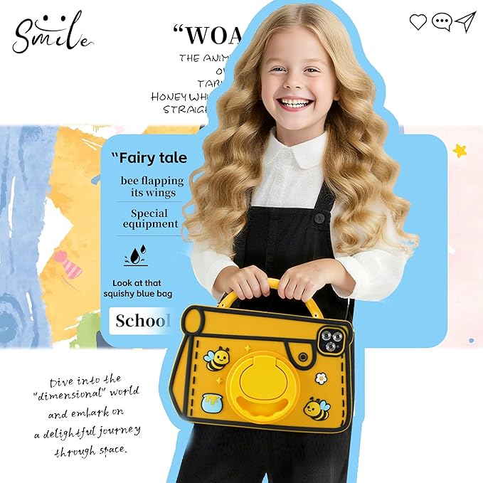 Kids Tablet, 10.1 inch Android 14.0 Tablet for Ages 3-12, Octa-core CPU, 10GB+64GB+1TB Expand, SIM, WiFi, 6000mAh Battery, HD IPS Eye-Care Display, Protective Case, Gift(Yellow)