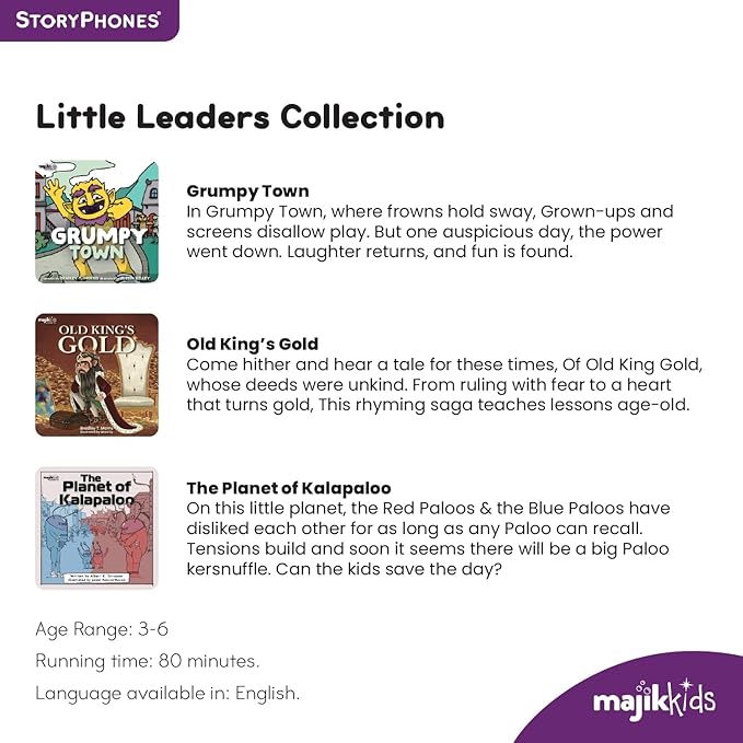 Majik Kids Little Leaders Collection StoryShield, Educational Audio Content with Disney Tales, Screen-Free Entertainment for Ages 3-6, English Language, 60 Minutes