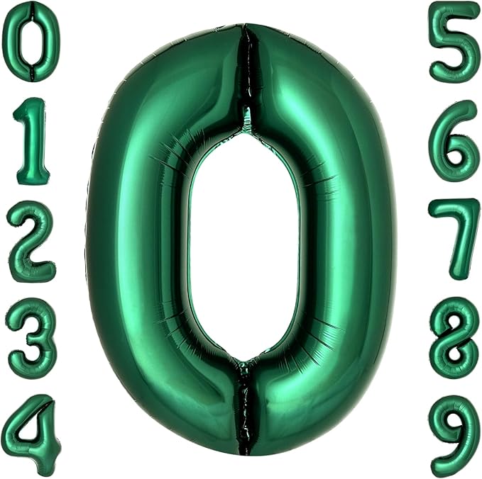 Dark Green Number 0 Balloons Large Emerald Green Number Balloons 40 Inch Jungle Safari Birthday Party Supplies Graduation Decorations Forest Green 0 Balloon