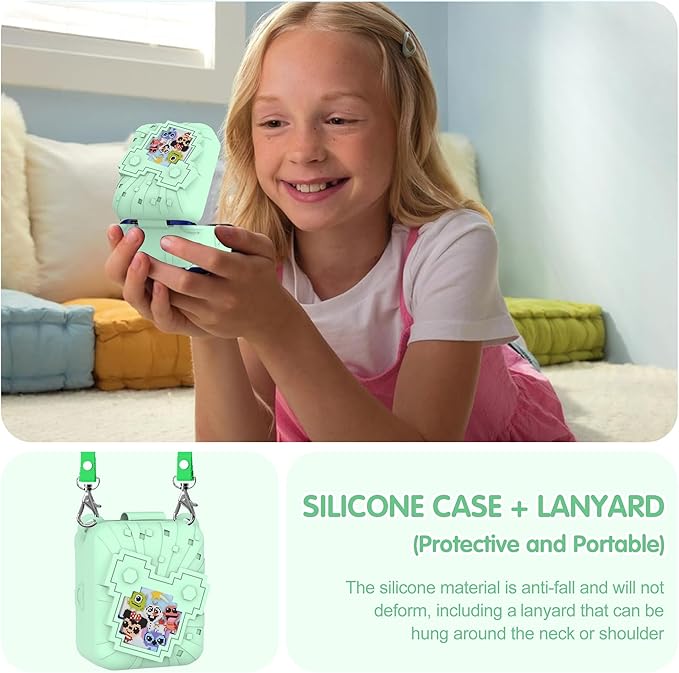 Silicone Case for Bitzee Disney Interactive Toy, Anti-Scratch, Washable, Shockproof Silicone Protective Cover for Bitzee Disney Interactive Toy Accessories with Lanyard - Mint Green