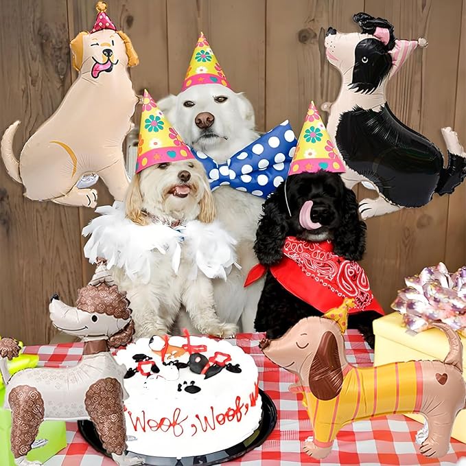4 PCS 3D Dog Balloons Cute Puppy Balloons for Dog Themed Birthday Party Decorations Dogs Birthday Party Supplies
