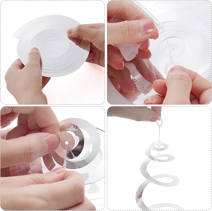 Sliver Ceiling Swirl Foil Decorations Hanging Plastic Streamer Themed Swirl Party for Graduation Celebration, Pack of 28