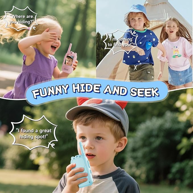 Video Walkie Talkies for Kids, Handheld 2 Pack Rechargeable Video Intercom Kids Walkies Talkies, Indoor Outdoor Toys for Family Games, Outside, Camping, Hiking for Boys Girls Ages 3-12 (Blue/Pink)
