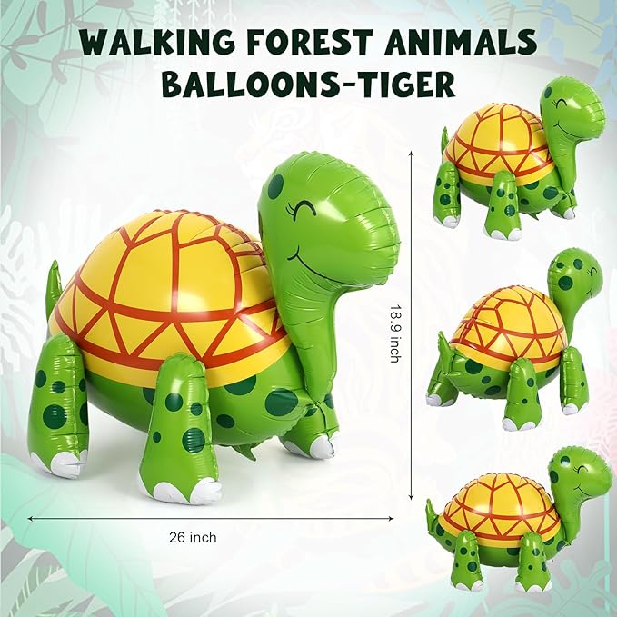 Green Turtle Balloon, 26 Inch Large Walking Tortoise Foil Balloon, Green Balloons for Turtles Birthday Party Pet Themed Party St. Patrick's Day Decoration
