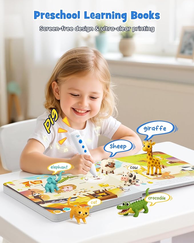 TEKFUN Learn to Read Sound Books with Talking Pen, Educational Autism Sensory Toys for Kids, 500+ Learning Activities, Toddler Birthday Gifts for Boys Girls Ages 1-6