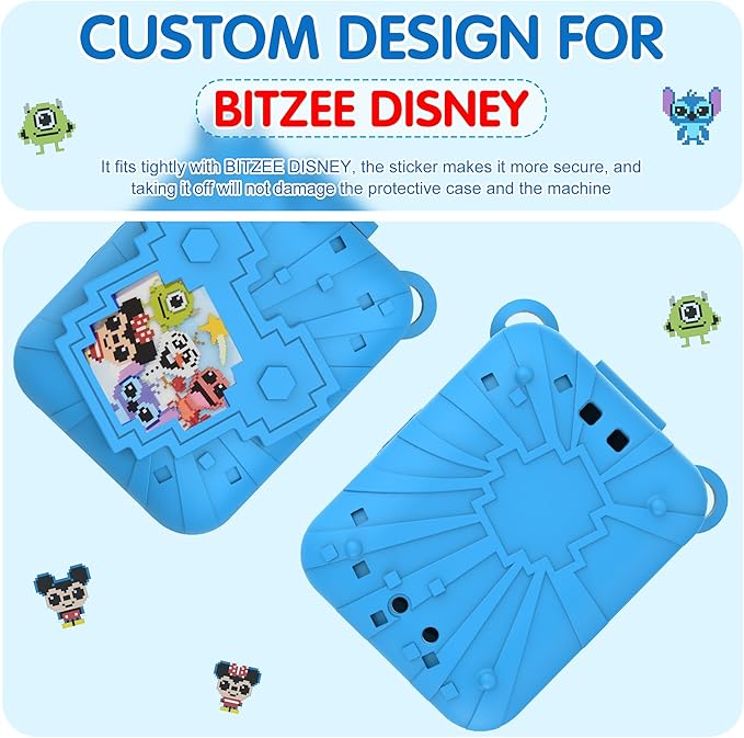 Silicone Case for Bitzee Disney Interactive Toy, Anti-Scratch, Washable, Shockproof Silicone Protective Cover for Bitzee Disney Interactive Toy Accessories with Lanyard - Blue