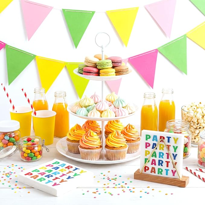 100 Pcs Party Napkins Disposable, 5x5 Inch Rainbow Napkins Colorful Birthday Napkin Dessert Cocktail Napkin for Birthday, Summer