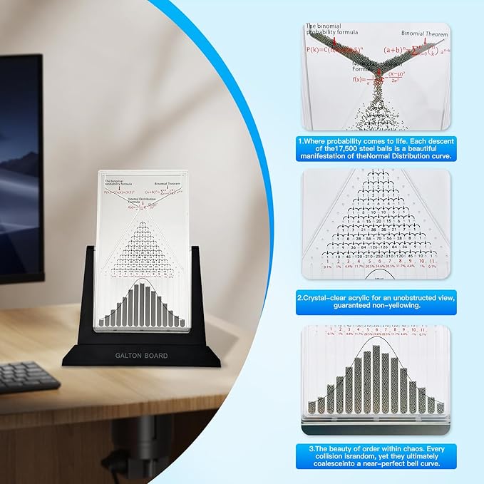 Galton Board Probability Demonstration Model - 12.6in Large Physics Learning Desk Toy with 17500 Metal Beads | Statistical Law Experiment Tool for School Labs & STEM Education