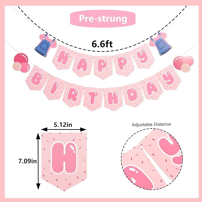 Cute Birthday Party Decorations with Cartoon Hanging Swirls for Kindergarten School 1st 2nd Girl Boy Birthday Party Decor Supplies