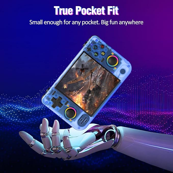 RF40H Handheld Game Console, 4.0" Retro Gaming Console Preloaded 20,000+ Classic Games, Open Source Linux System, Support WiFi Online Play, Portable Pocket Hand Held Video Game (Transparent Blue)
