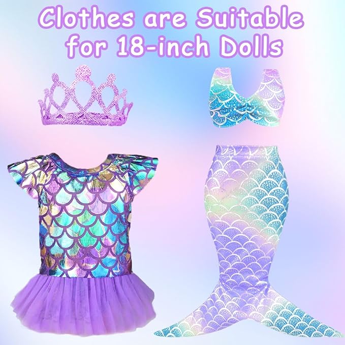 18 inch Girl Doll Accessories Case Luggage Travel Play Set with Clothes Camera Travel Pillow Bag Dress Glasses Stuff Fit 18 inch Doll Christmas Birthday Gift