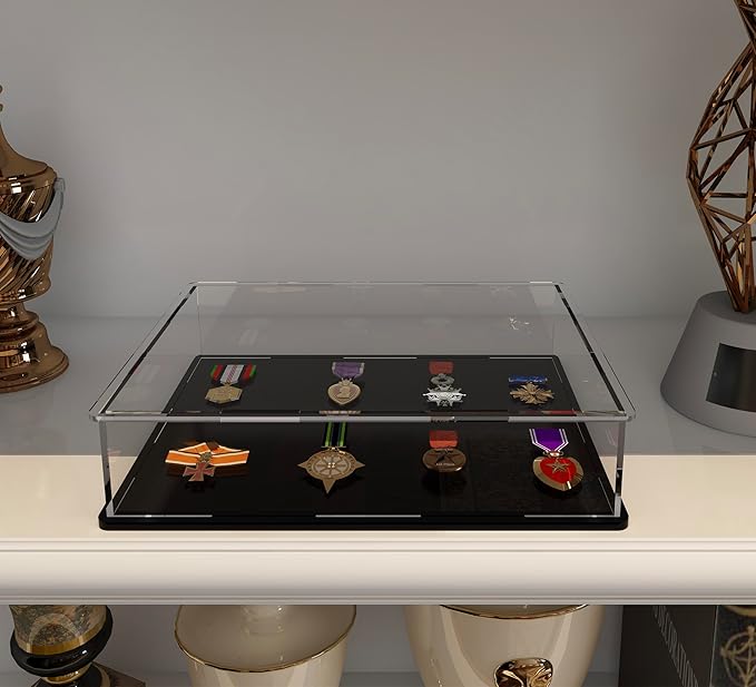Acrylic Display Case for Large Books, Clear Flat Acrylic Box for Displaying Books, Medals, Stamps, Collectibles and Cards