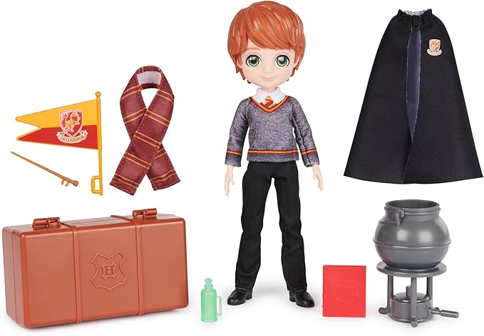 Wizarding World Harry Potter, 8-inch Ron Weasley Doll 12-Piece Back to Hogwarts Gift Set with Doll Accessories, Kids Toys for Ages 6 and up