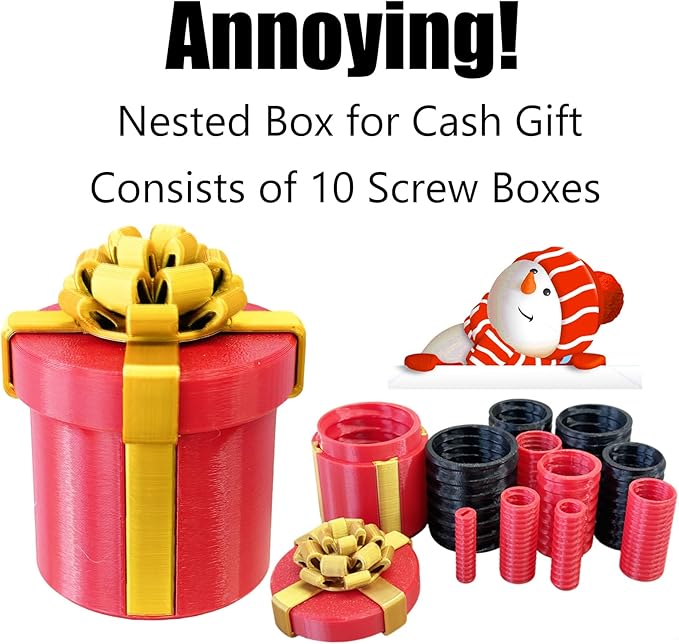 Annoying Gift Box with Screws,Prank Gifts,Puzzle Gift Box,Prank Gifts for Adults,Money Puzzle,Annoying Nested Screw Gift box,Reusable Perfect Money Puzzles for Birthday Christmas White Elephant Party