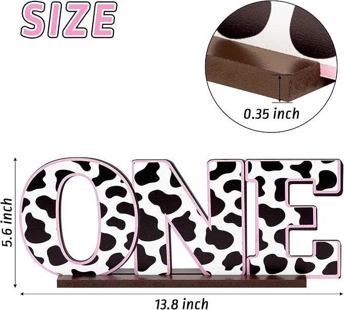 ANGOLIO Cow Print One Letter Sign Table Wooden Centerpieces for Baby Shower Farm Animal First Birthday Party Decor Holy Cow I’M One Toddler Boy Girls 1st Birthday Baby Spring Decor Party Supplies