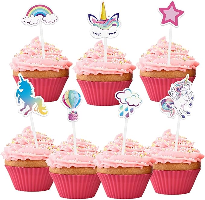 WERNNSAI 35 PCS Unicorn Cupcake Toppers - Rainbow Unicorn Birthday Party Cake Decorations for Girls Kids Unicorn Cake Topper Cake Tropper Unicorn Cake Decors Baby Shower Birthday Party Supplies