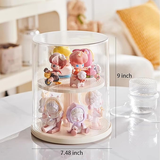 Clear Figures Display Case with Rotatable Stackable Figures Blind Box Doll Display Stand for Pop Mart Lego Collectibles Action Figures