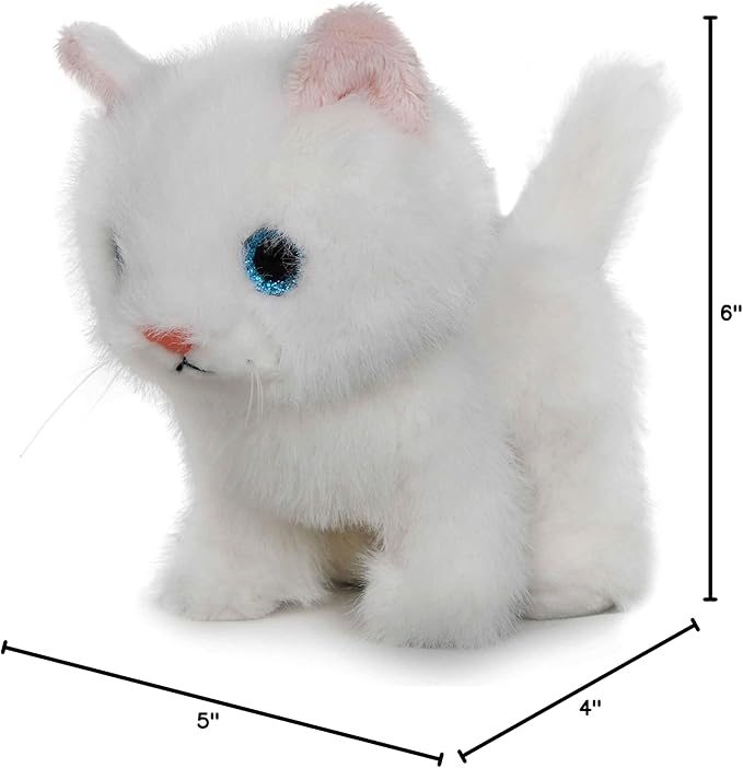 Ice King Bear Fluffy Little Cat Stuffed Animal Small Plush Toy 6 Inches (White)