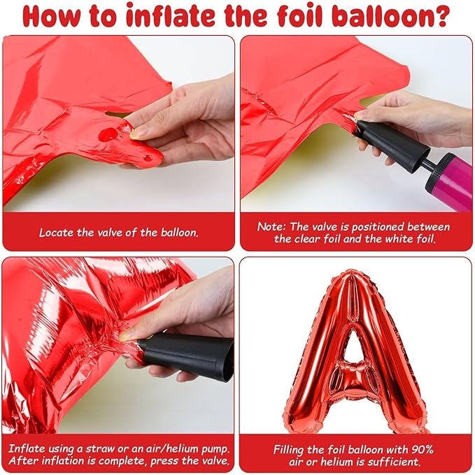 29PC Red Happy Birthday Balloon Banner, 16 Inch 3D Aluminum Letter Banner Sign, Metallic Hot Pink Red Confetti Balloons 18 Inch Star Heart Foil Balloons for Women, Men Party Supplies