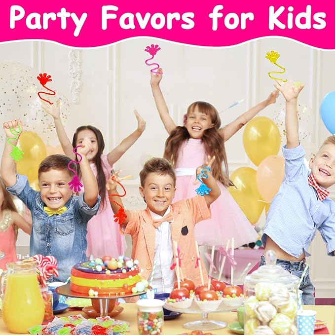 100PCS Glitter Sticky Hands Party Favors for Kids 4-8 8-12 Birthday Supplies Easter Egg Fillers Goodie Bag Stuffers Classroom Treasure Box Toys Carnival Prizes Mini Bulk Treat Trinkets Pinata Stuff