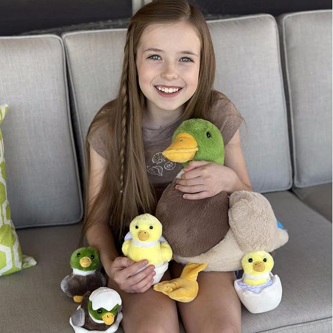 MaoGoLan 6Pcs Plush Duck Toys 16'' Mallard Mom with 4 Ducklings & Eggs Inside - Duck Stuffed Animals Bulk for Girls Valentines Gifts Party Favors Decorations Christmas Birthday