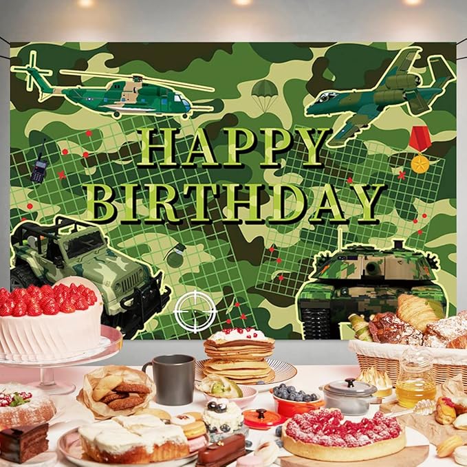 Camouflage Birthday Party Decoration Camo Happy Birthday Backdrop Camo Military Photo Background Banner Poster for Camouflage Military Party Decorations Party Supplies 70.8 x 47.2 Inch
