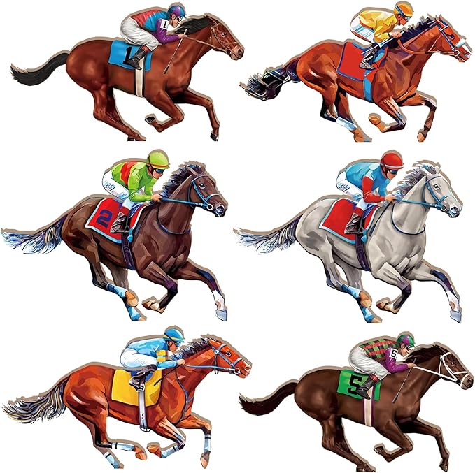 6pcs Derby Decorations Horse Racing Decorations Table Centerpieces Wooden,Double Sided Derby Table Decorations Horse Racing Party Supplies,Derby Party Decorations