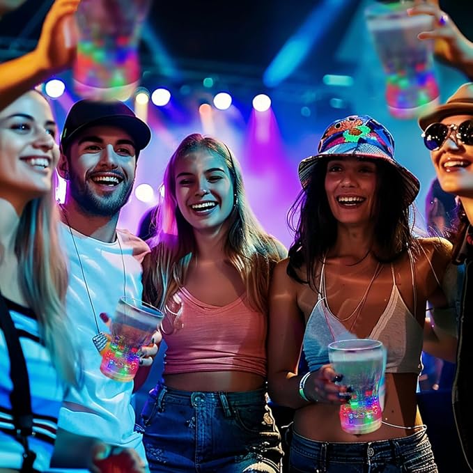 OceanWings 12 Pack Large Light Up Cup, LED Glow in The Dark Party Favor Supplies for New Years Eve Party Supplies, Birthday Halloween Thanksgiving Christmas Party Replaceable Battery