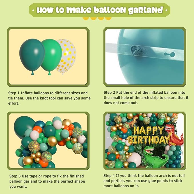 Amandir 165Pcs Dinosaur Balloons Arch Garland Kit, Sage Green Orange 6Pcs Dino Foil Balloons Happy Birthday Balloon for Jungle Safari Dinosaur Themed Party Decorations Supplies Boys