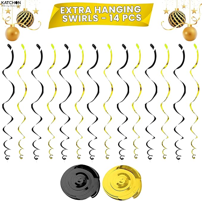 KatchOn, Happy New Year Hanging Swirls - Pack of 30, No DIY | Ceiling Decorations, New Years Eve Party Supplies 2026 | Happy New Year Decorations 2026 | NYE Decorations | New Years Eve Decorations