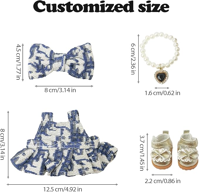 Clothes Compatible with LABUBU Doll – 4PCS Designer Chic Luxy Set, 17cm Doll Clothes Outfit for Urban Skyline Theme, Classic Stylish Accessories for Labubu, No Doll (Skyline Elegance)