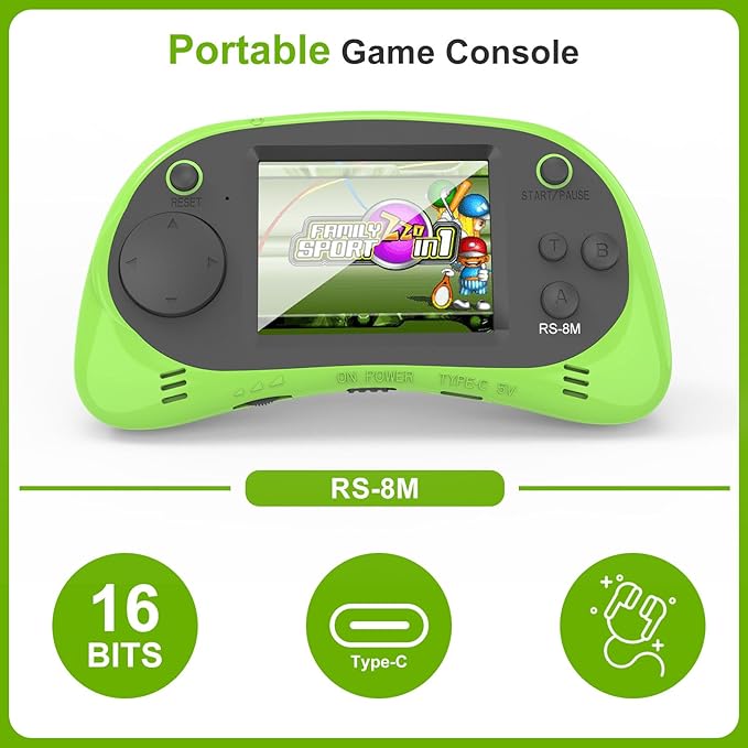 Handheld Games for Kids -16 Bit Retro Video Game with 220 HD Electronic Games - 2.5'' IPS Portable Travel Game Gifts for Boys Girls Ages 4-12