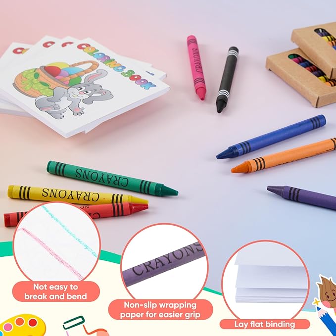 270 Pcs Mini Easter Coloring Books Bulk with Crayons, Easter Activity Books Basket Stuffer Gifts for Activity Classroom Gifts Home Party Favors Supplies