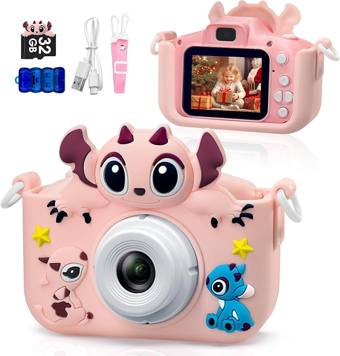 Kids Camera Toddler Digital Camera Little Girls Toy Camera for 3 4 5 7+ Years Old Boys Christmas Birthday Gifts for Kids Digital Camera 40MP Dual Lens 1080P HD Video Selfie Camera 32GB SD Card SP