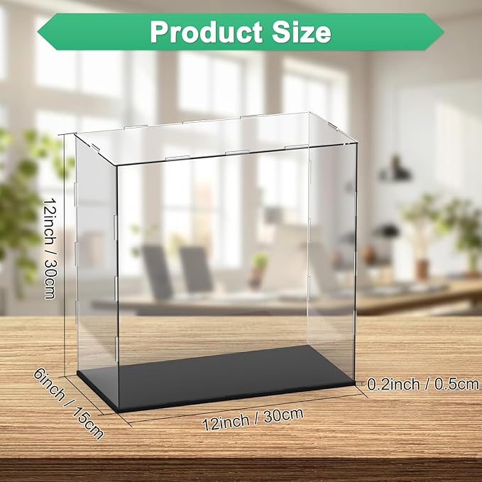 Clear Acrylic Display Case, 12 x 6 x 12 Inch Assemble Clear Acrylic Display Box Dustproof for Action Figures/Model/Statues/Collectibles/Doll/Toys/Home Storage