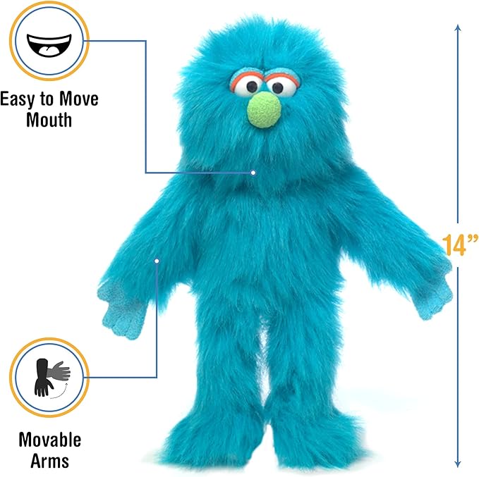 14" Blue Monster, Hand Puppet