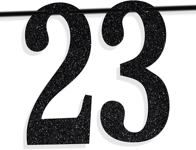 Black Glitter Look at You Turning 23 & Sh*t Banner, Happy 23rd Birthday/Level 23 Unlocked/Cheers to 23 Years, Funny 23rd Birthday Party Decorations Supplies