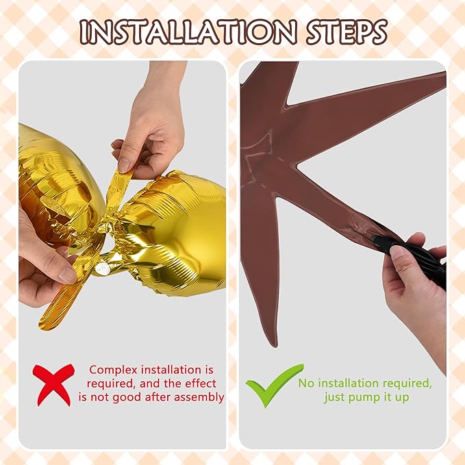 TONIFUL 4 Pcs 22inch 4D Chocolate Explosion Star Mylar Brown Balloons for Party Backdrop Christmas,New Year,Thanksgiving, Birthday, Wedding Baby Shower Anniversary Photo Booth Supplies