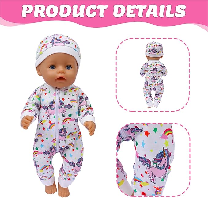 14-18 Inch Baby Doll Clothes 5 Sets Accessories Dress with Hats Socks for New Born 43cm Toy Baby Doll 14-16 Inch/15 Inch/18 Inch/Girl&Boy