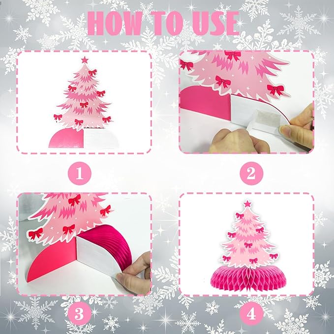 9Pcs Winter Wonderland Decorations 3D Snowflake Honeycomb Table Centerpieces for Frozen Winter Blue White Theme Christmas Baby Shower Birthday Party Supplies (Snowman Pink)