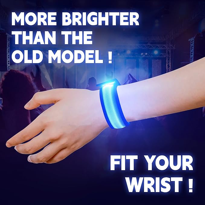 8 PCS LED Glow Bracelets, Light Up Wristbands - Halloween Glow in The Dark Party Bracelets Favors Supplies for Christmas, Concerts, Festivals, Game Prizes, Sports, Rave Accessories（Blue）