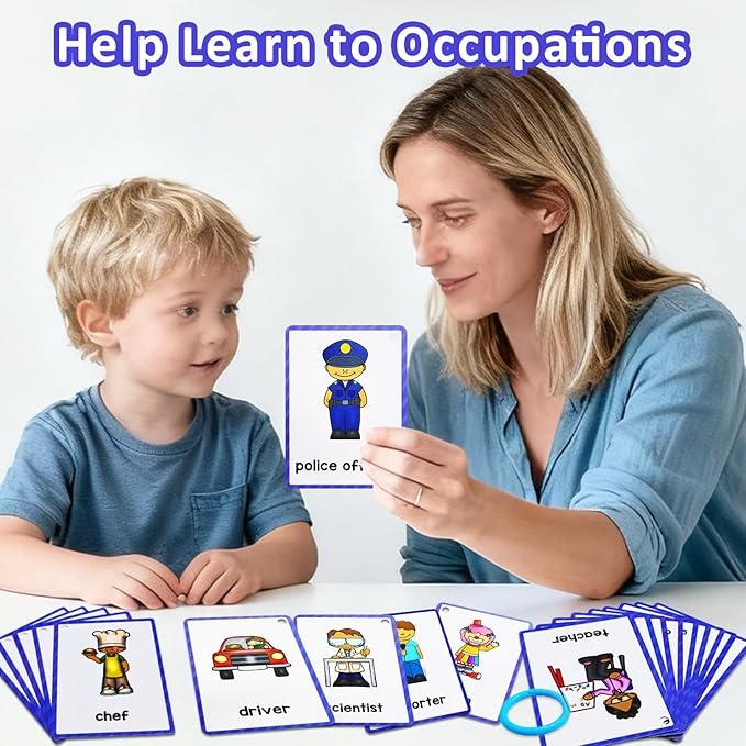 Learning Flashcards Occupations, 28 Different Occupations Educational Cards, Social Learning Card for Kids