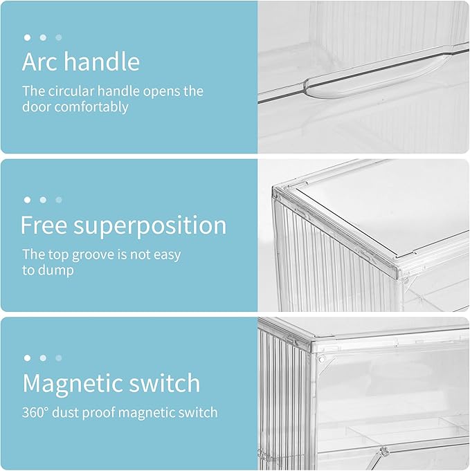 Acrylic Display Case, 2 Layer Adjustable Figure Display Case, Acrylic Display Box with Magnetic Door for Collectibles Action Figure |14.5 x 7.2 x6.3inches (3, 14.5 x 7.2 x6.3inches)