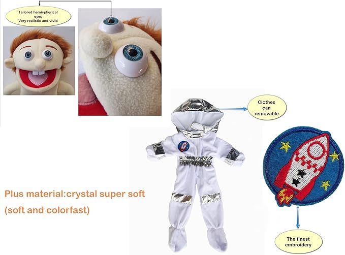 25", Rodayna Astronaut Cosmonaut Spaceman Puppet, Full Body, Ventriloquist Style Puppet,Hand Puppet with Movable Mouth for Kids and Adults