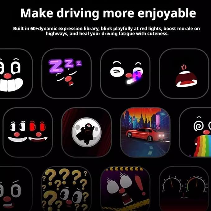 Funny Car Emotional Expression Robot Smart AI Dashboard Companion Electronic Pet Auto Interior Ornament with 52 Cute Animated Expressions & Charging Dock, Quick Release, (Yellow)
