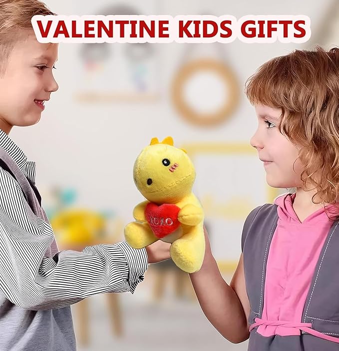 6PCS Cute Dinosaur with Red Heart Plush Toys,Dinosaur Stuffed Animals,Unique Gifts for Kids,Gift Exchange for Boys Girls Toddlers Class Classroom School Party Favor
