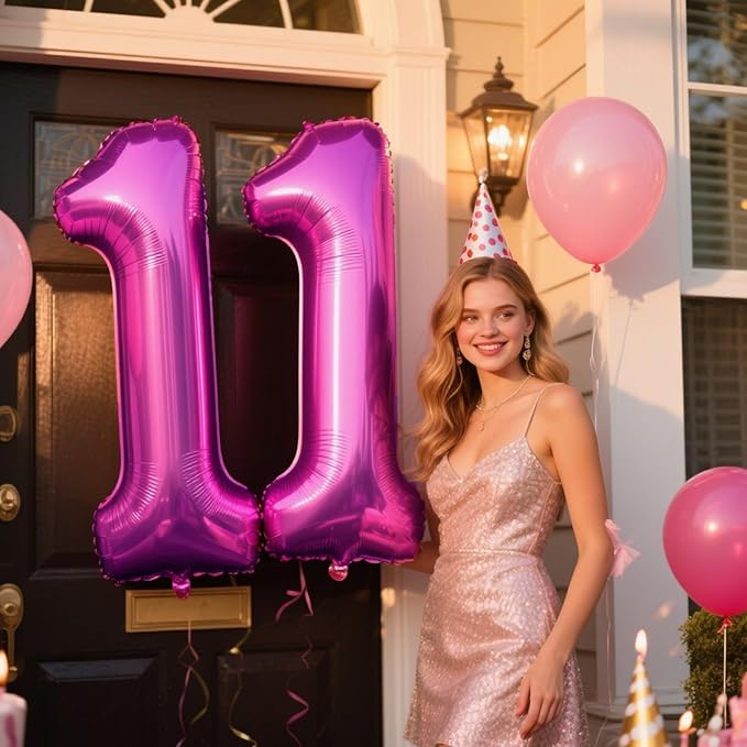 40 Inch Rose Purple Large Balloon Number 1 Balloon,Jumbo Mylar Foil Helium Balloon for 10 21 31 41 51 61 Birthday Digital Balloons for Birthday Party,Wedding Anniversary Party Decorations